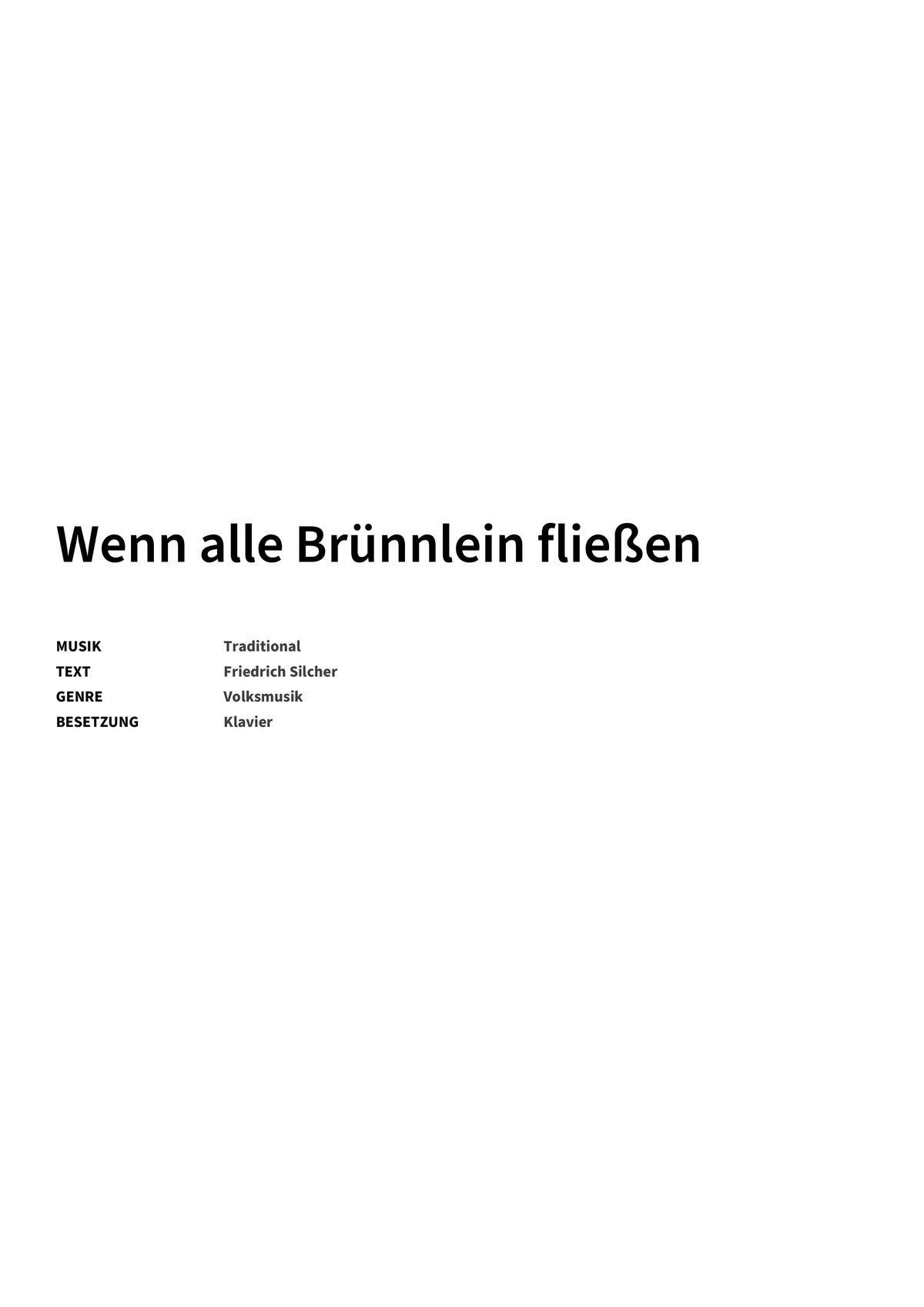Wenn alle Brünnlein fließen - Title Page