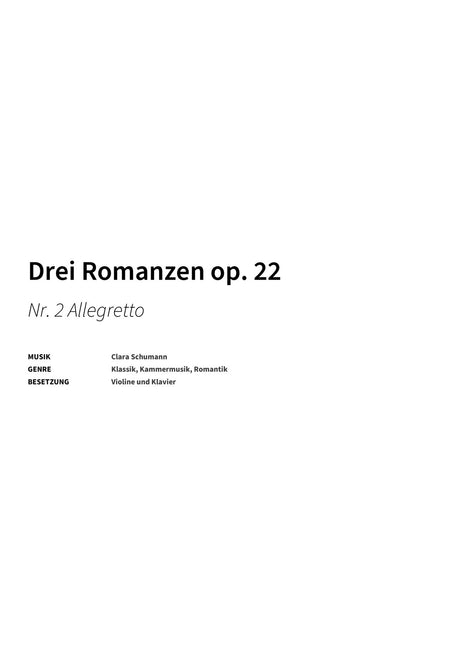 Drei Romanzen op. 22 - Title Page