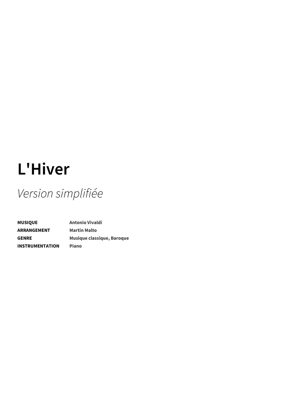 L'Hiver - Title Page