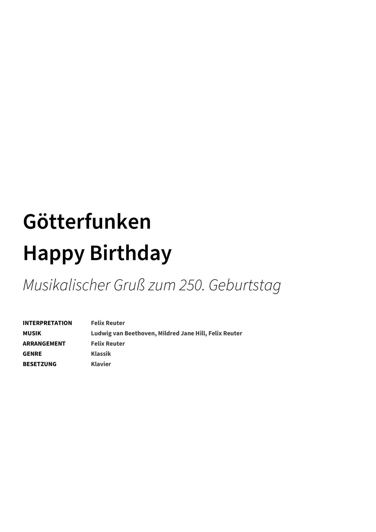 Götterfunken Happy Birthday - Title Page