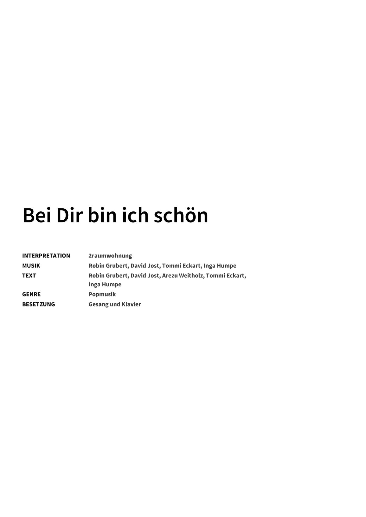 Bei Dir bin ich schön - Title Page