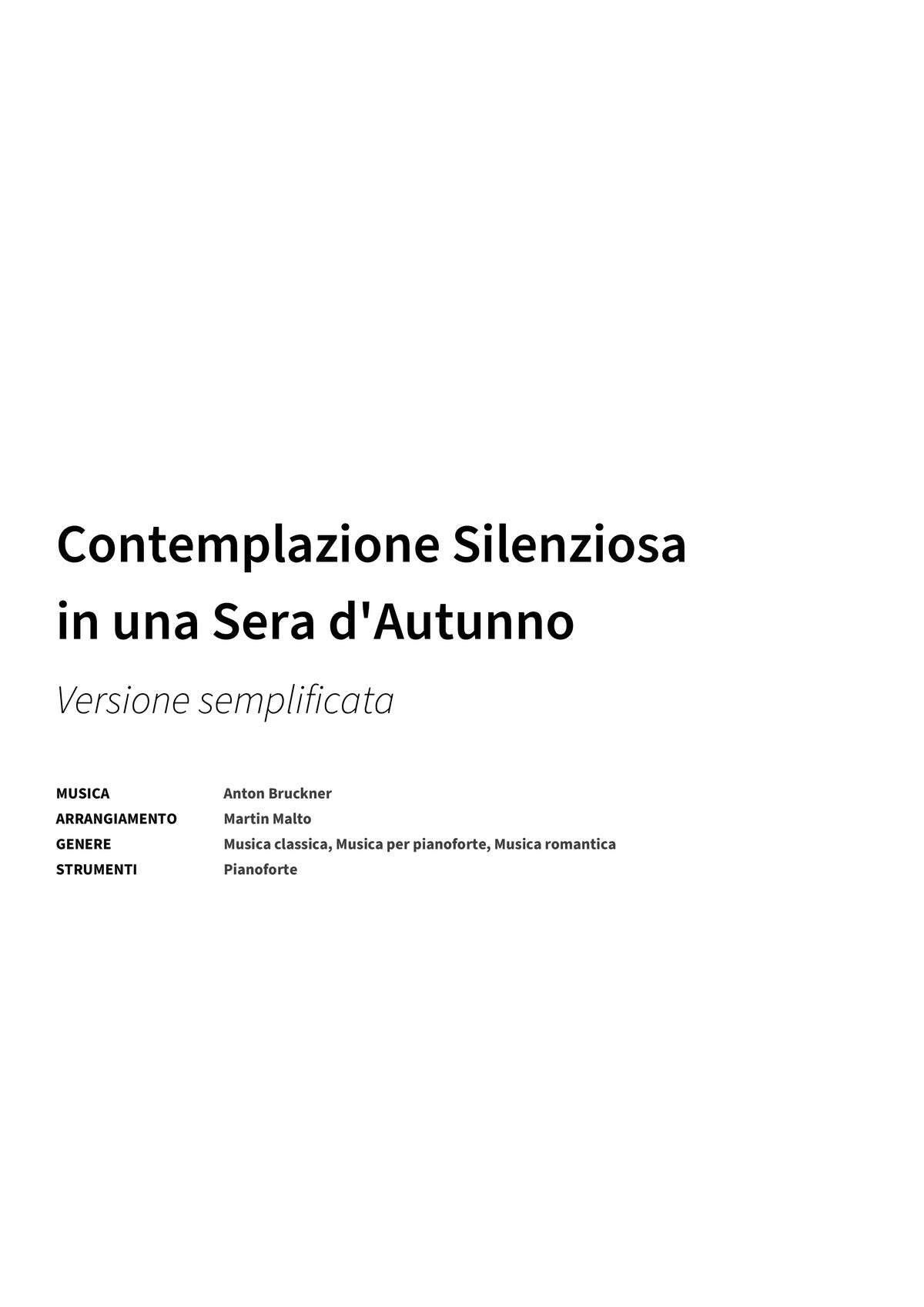 Contemplazione Silenziosa in una Sera d'Autunno - Title Page