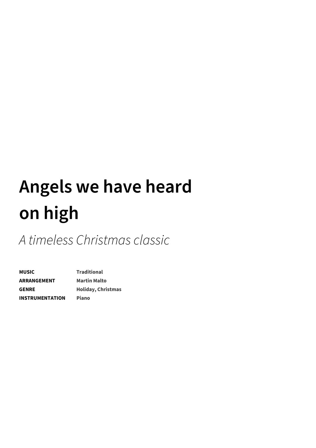 Angels we have heard on high - Title Page