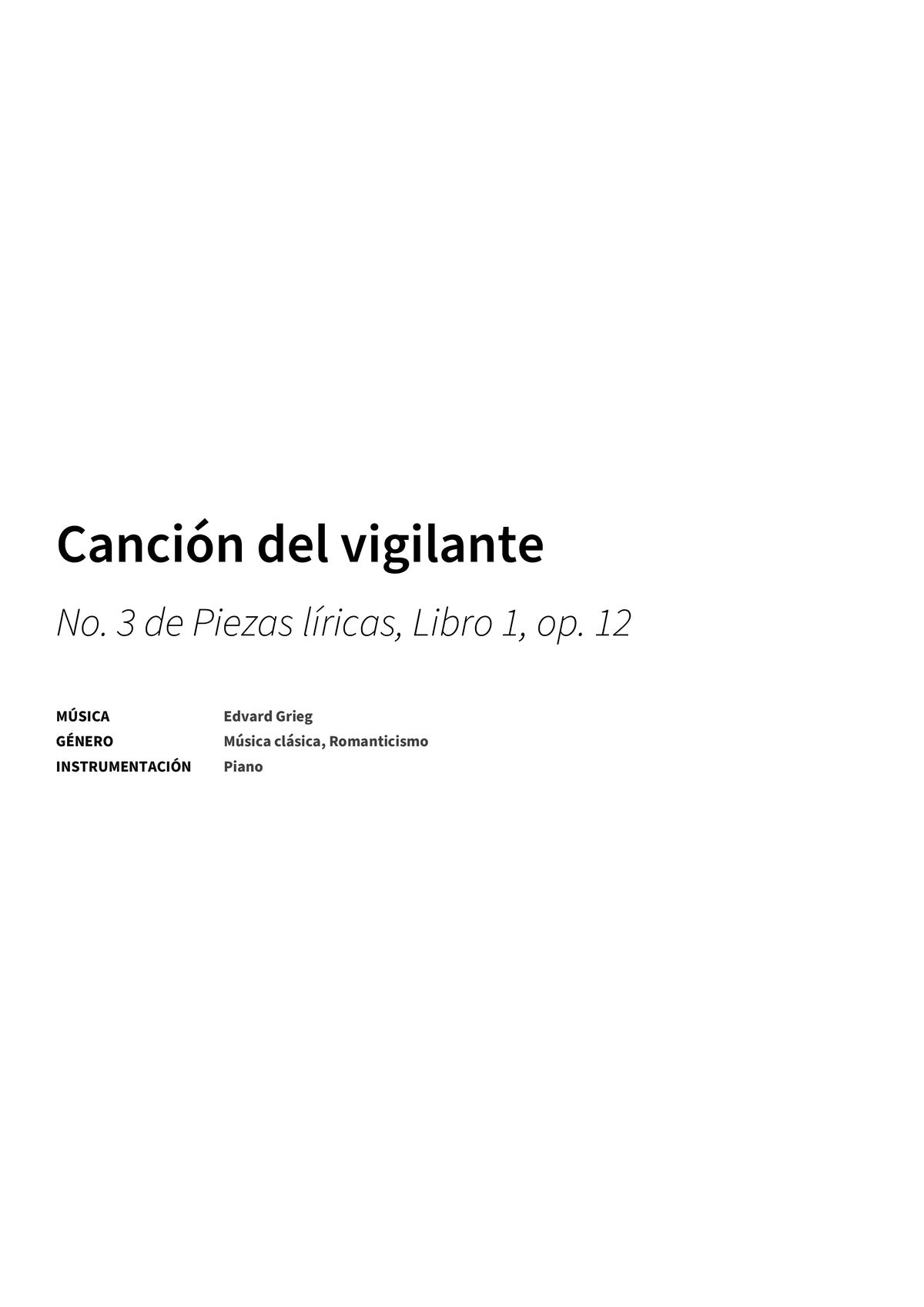 Canción del vigilante - Title Page