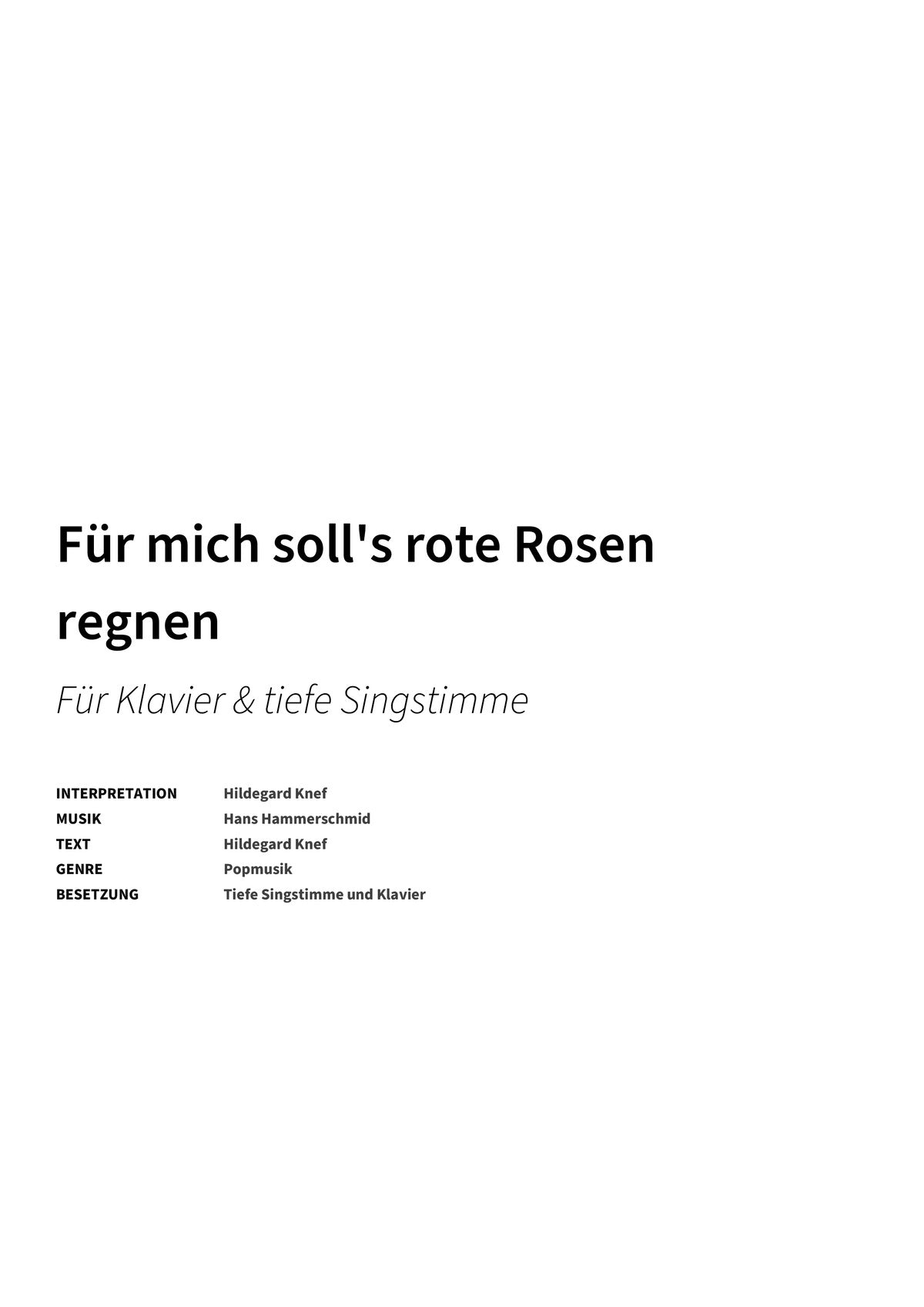 Für mich soll's rote Rosen regnen - Title Page