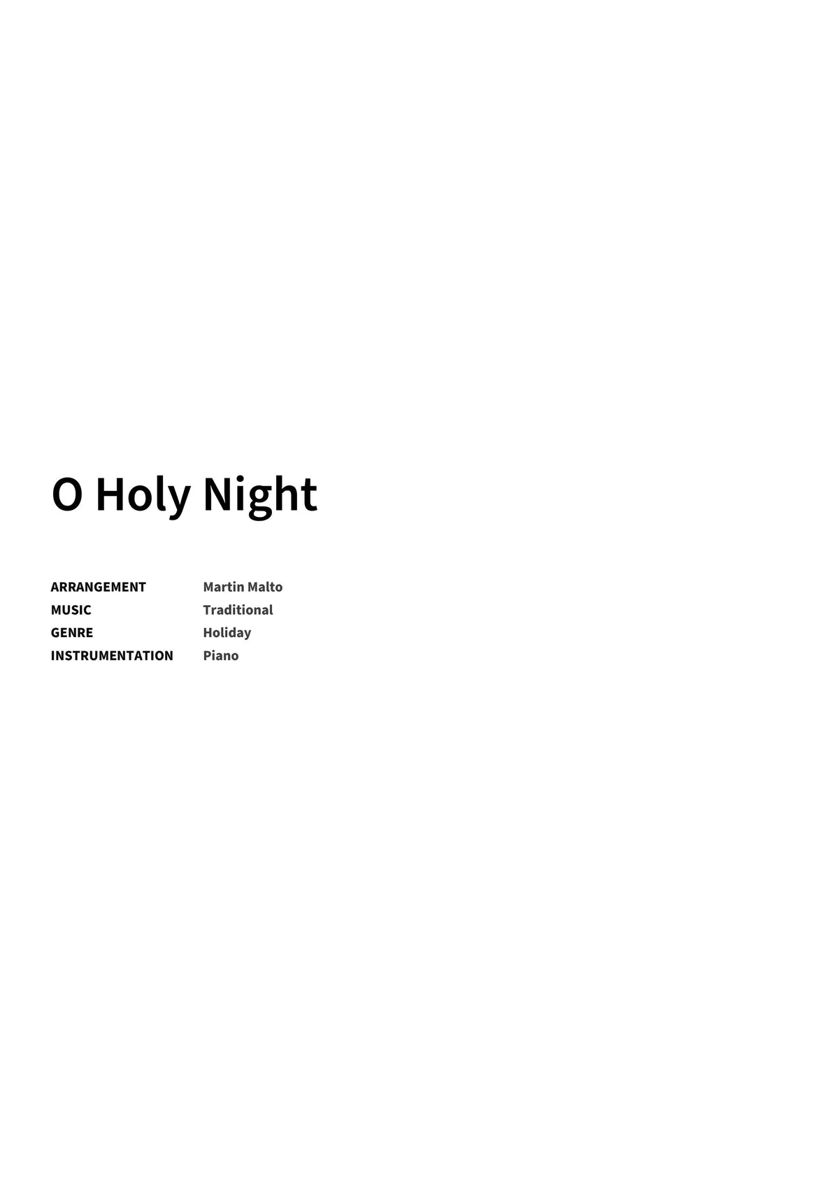 O Holy Night - Title Page