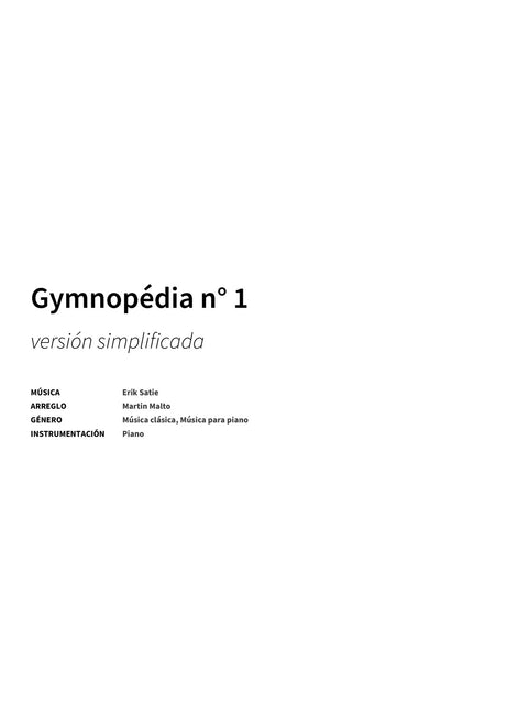 Gymnopédia n° 1 - Title Page