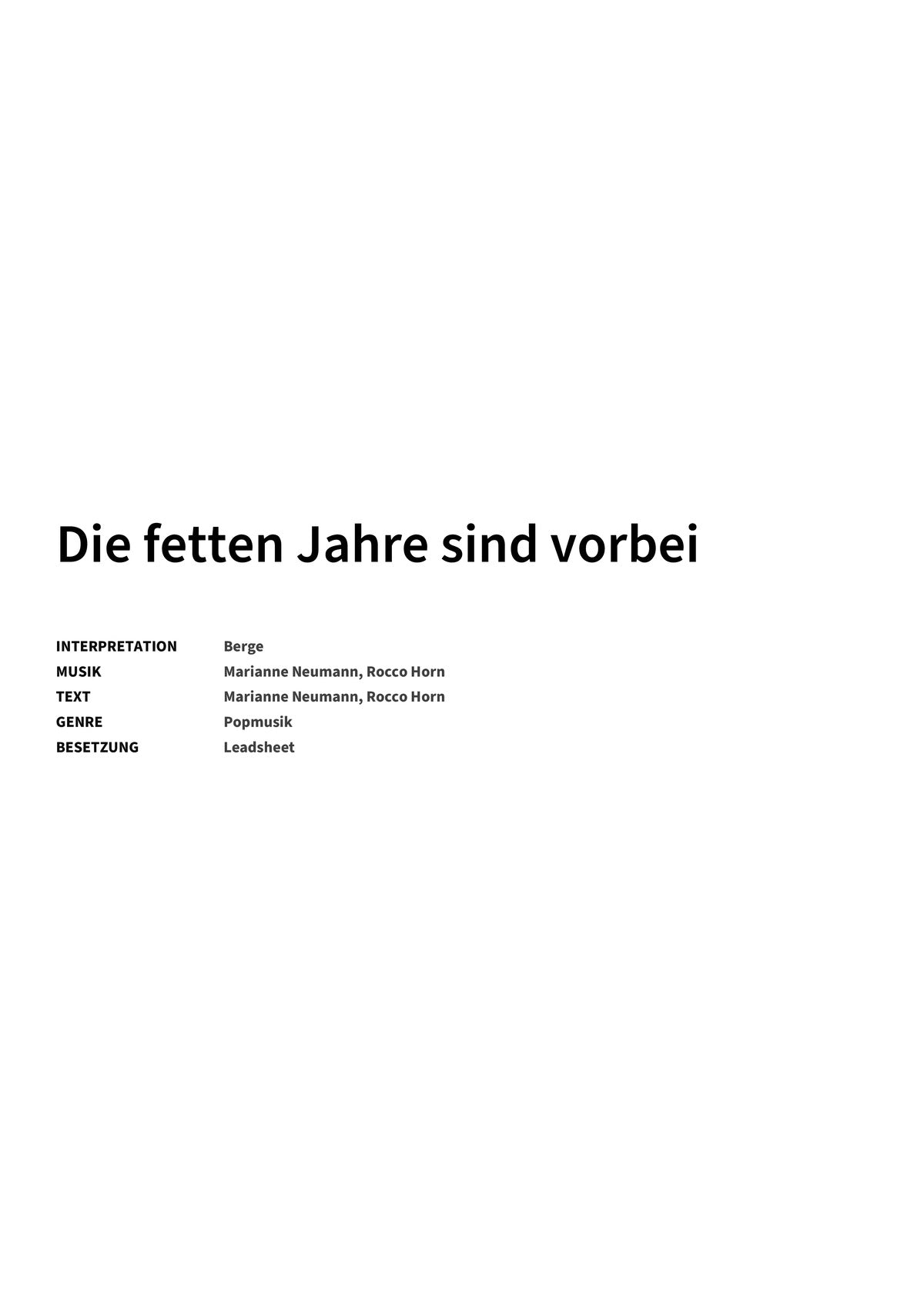 Die fetten Jahre sind vorbei - Title Page