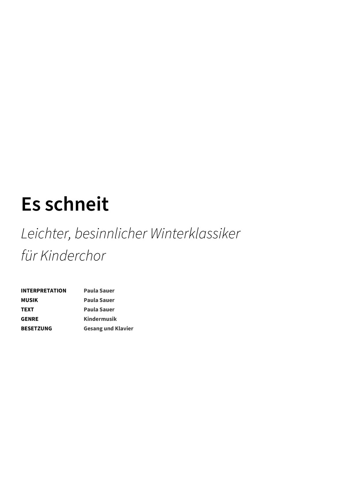 Es schneit - Title Page