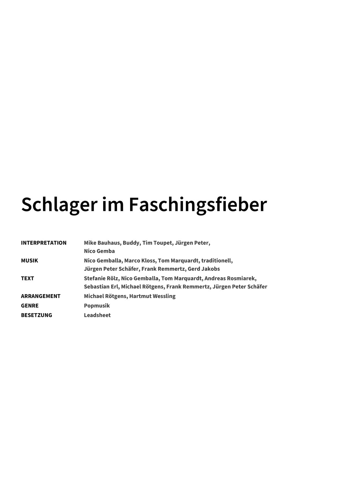 Schlager im Faschingsfieber - Title Page