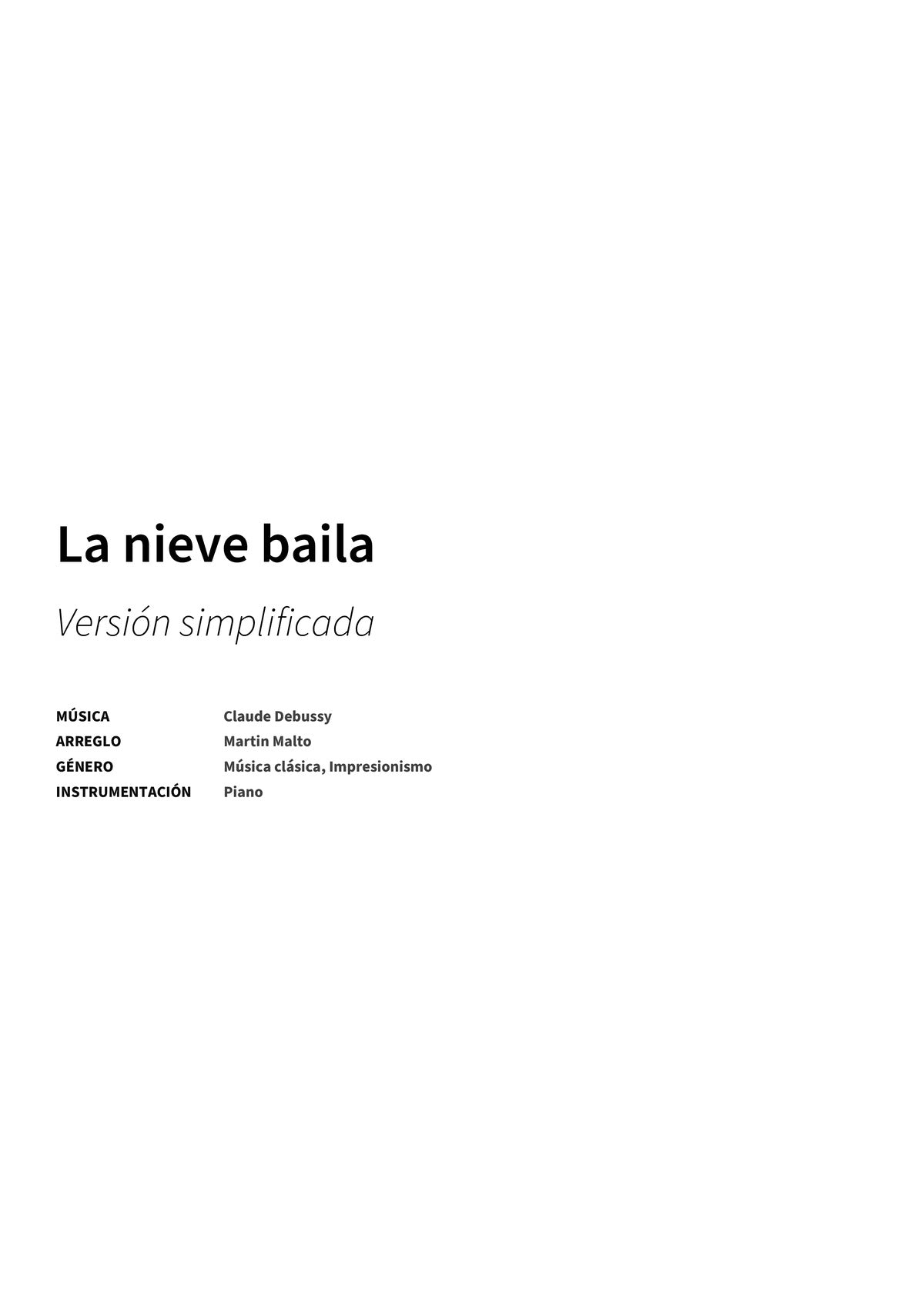La nieve baila - Title Page
