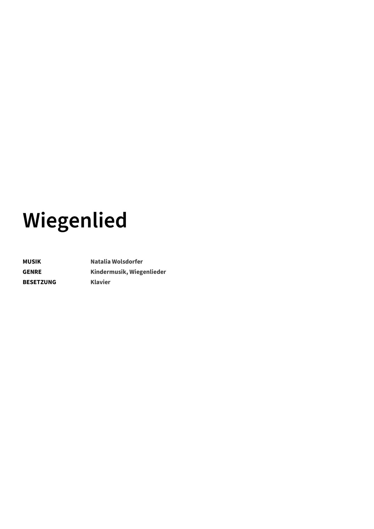 Wiegenlied - Title Page