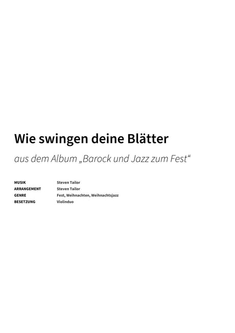 Wie swingen deine Blätter - Title Page