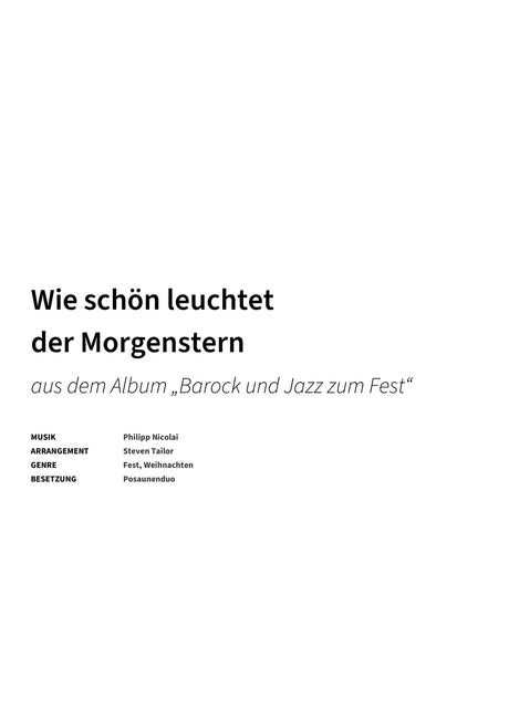 Wie schön leuchtet der Morgenstern - Title Page