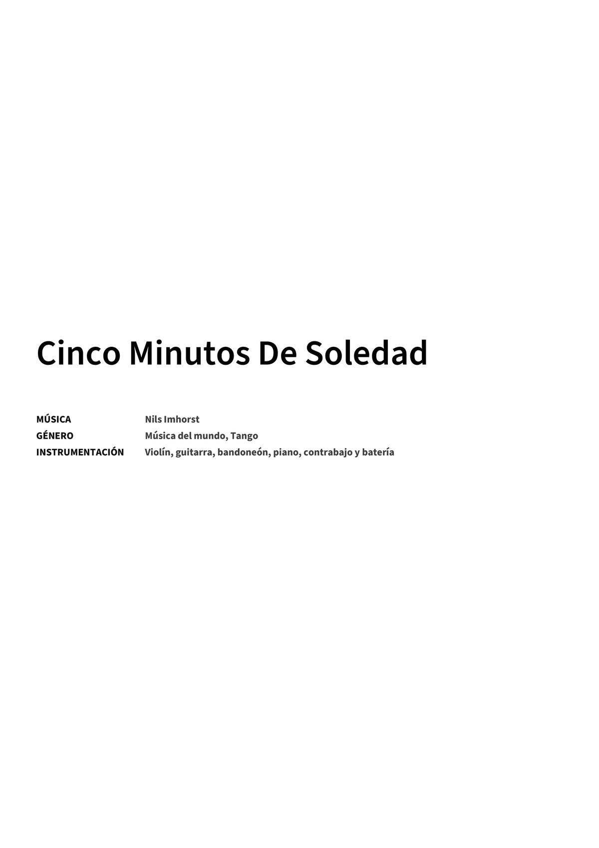 Cinco Minutos De Soledad - Title Page