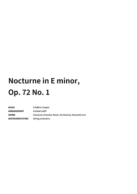 Nocturne in E minor, Op. 72 No. 1 - Title Page