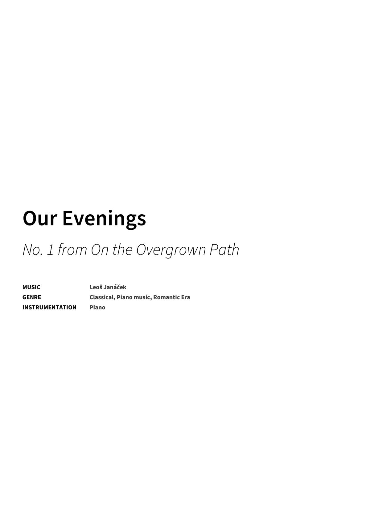 Our Evenings - Title Page