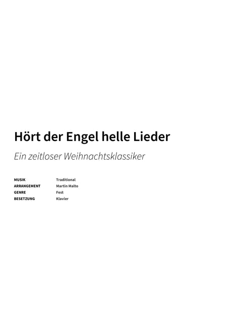 Hört der Engel helle Lieder - Title Page