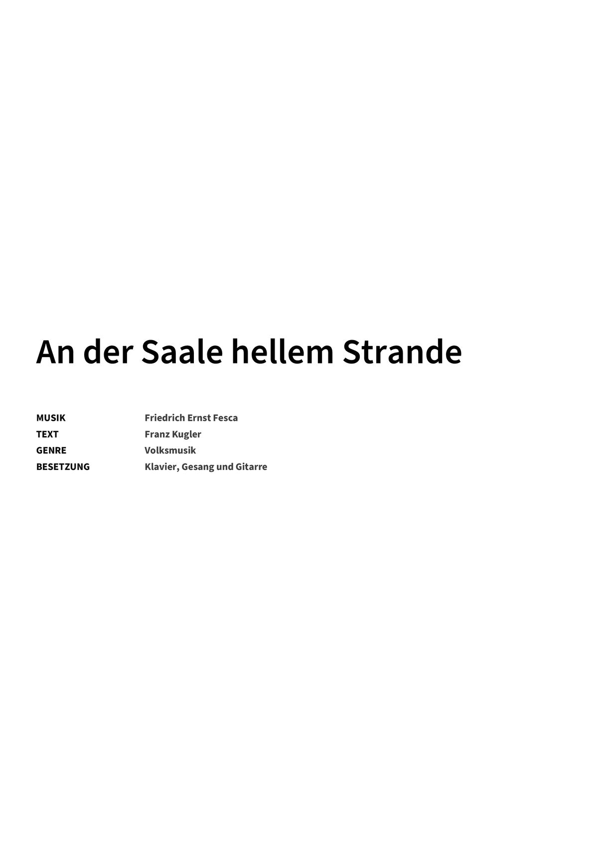 An der Saale hellem Strande - Title Page