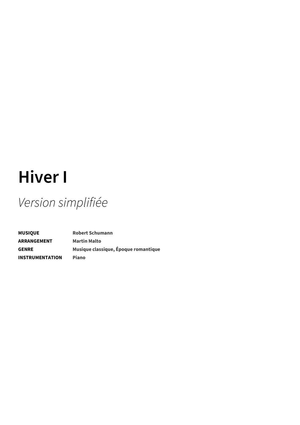Hiver I - Title Page