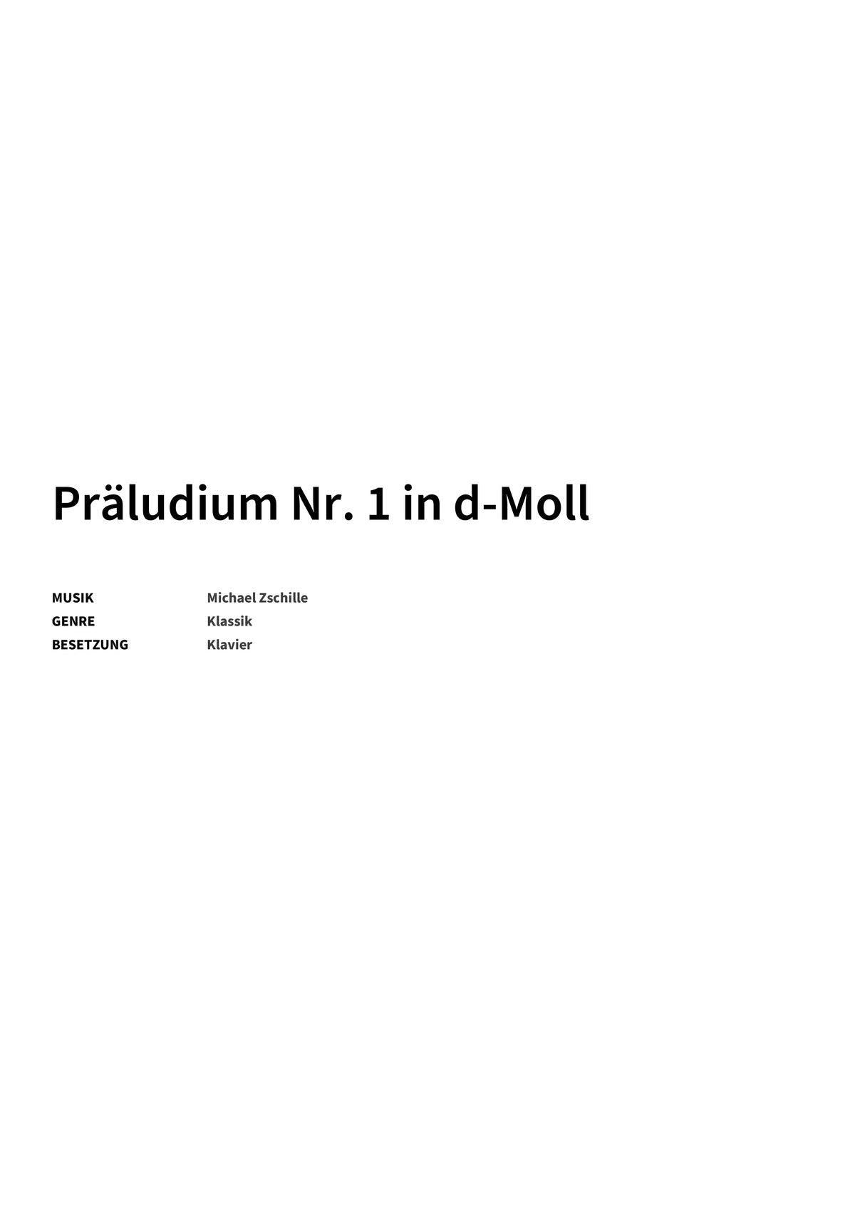 Präludium Nr. 1 in d-Moll - Title Page