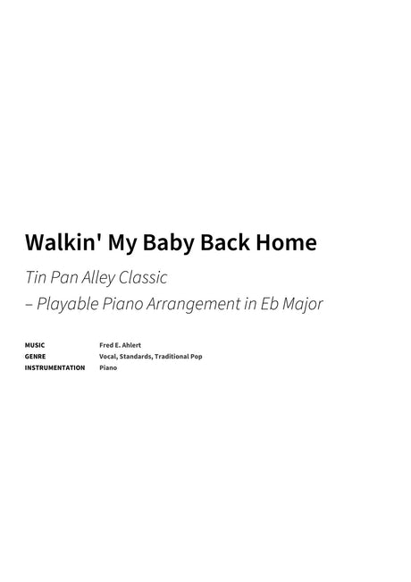 Walkin' My Baby Back Home - Title Page