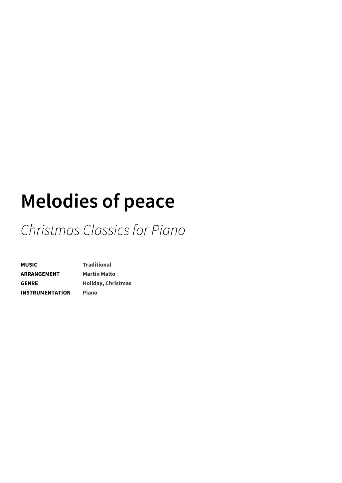 Melodies of peace - Title Page