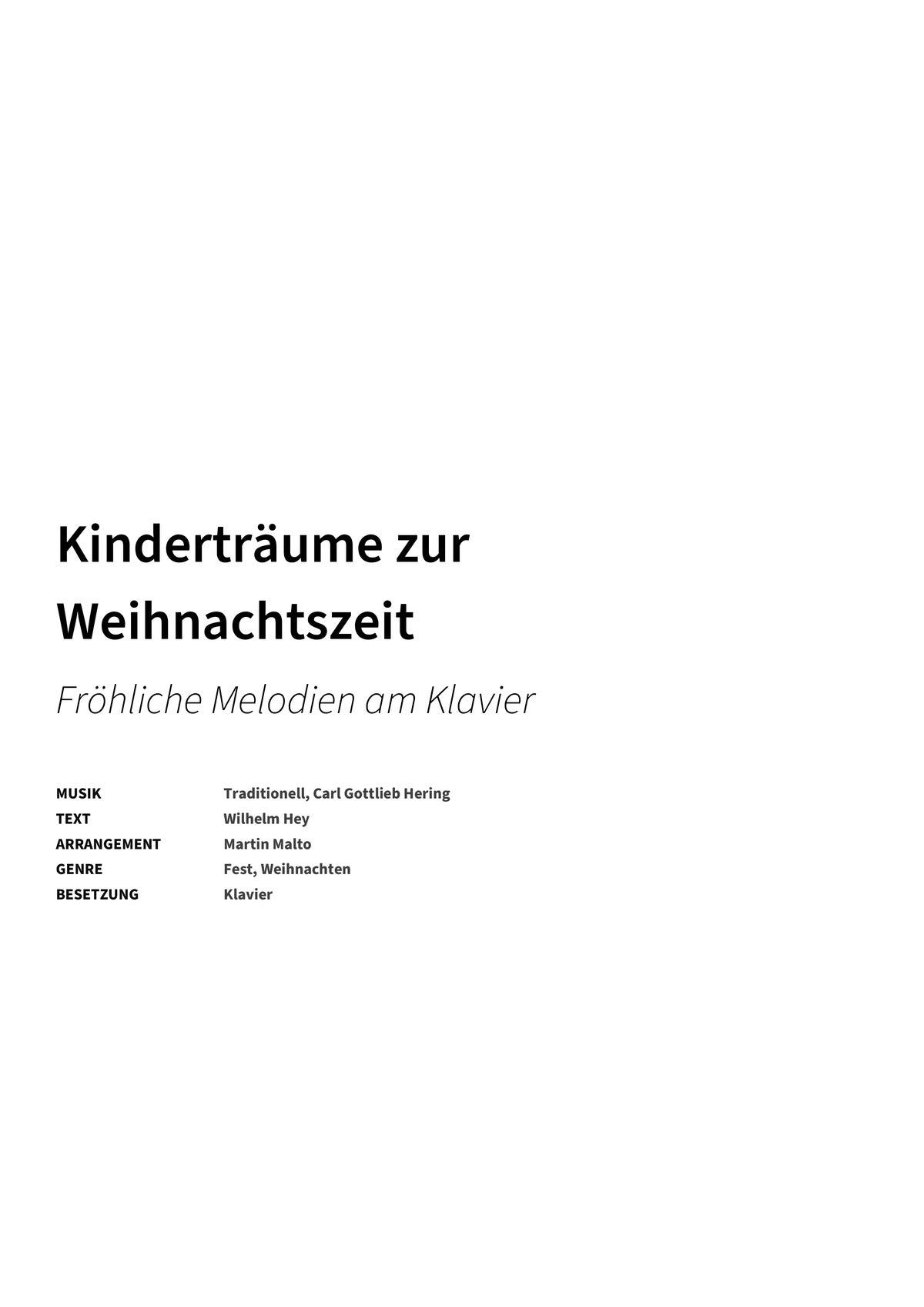 Kinderträume zur Weihnachtszeit - Title Page