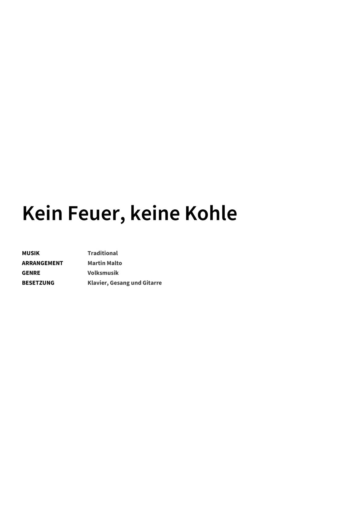 Kein Feuer, keine Kohle - Title Page