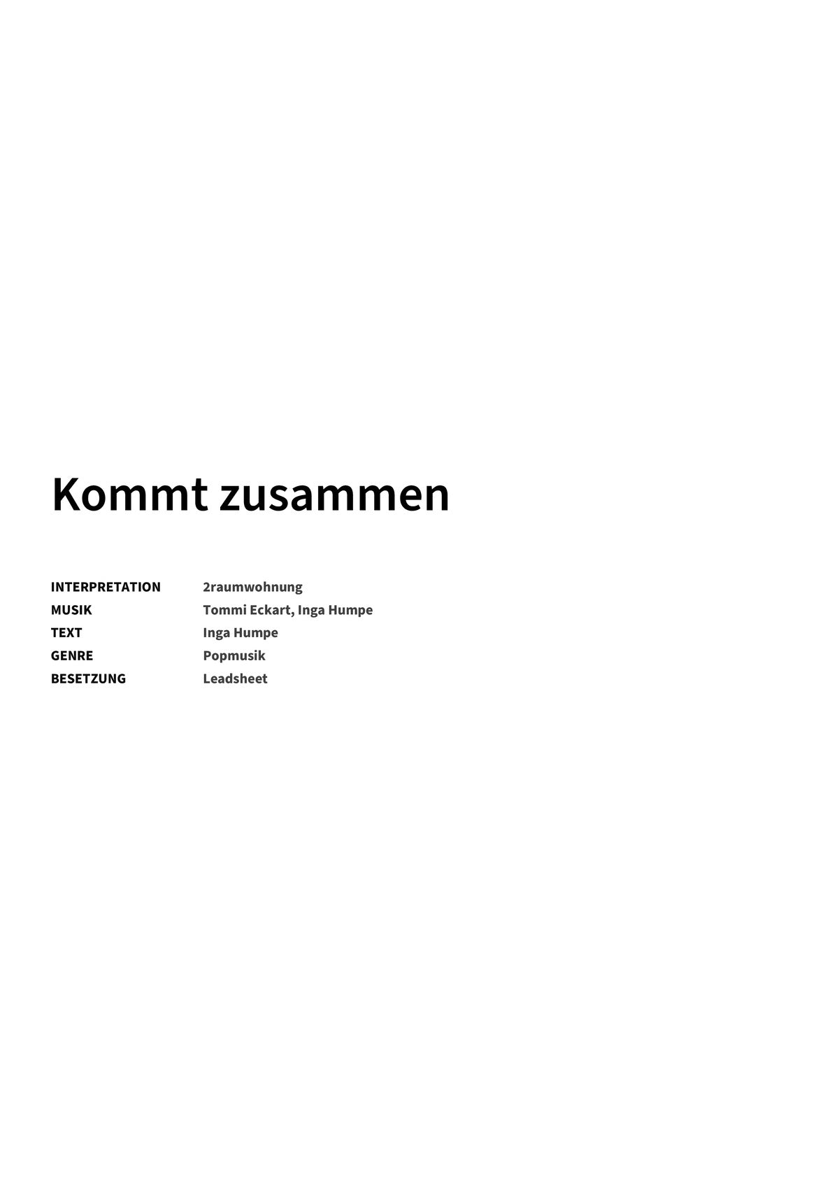 Kommt zusammen - Title Page