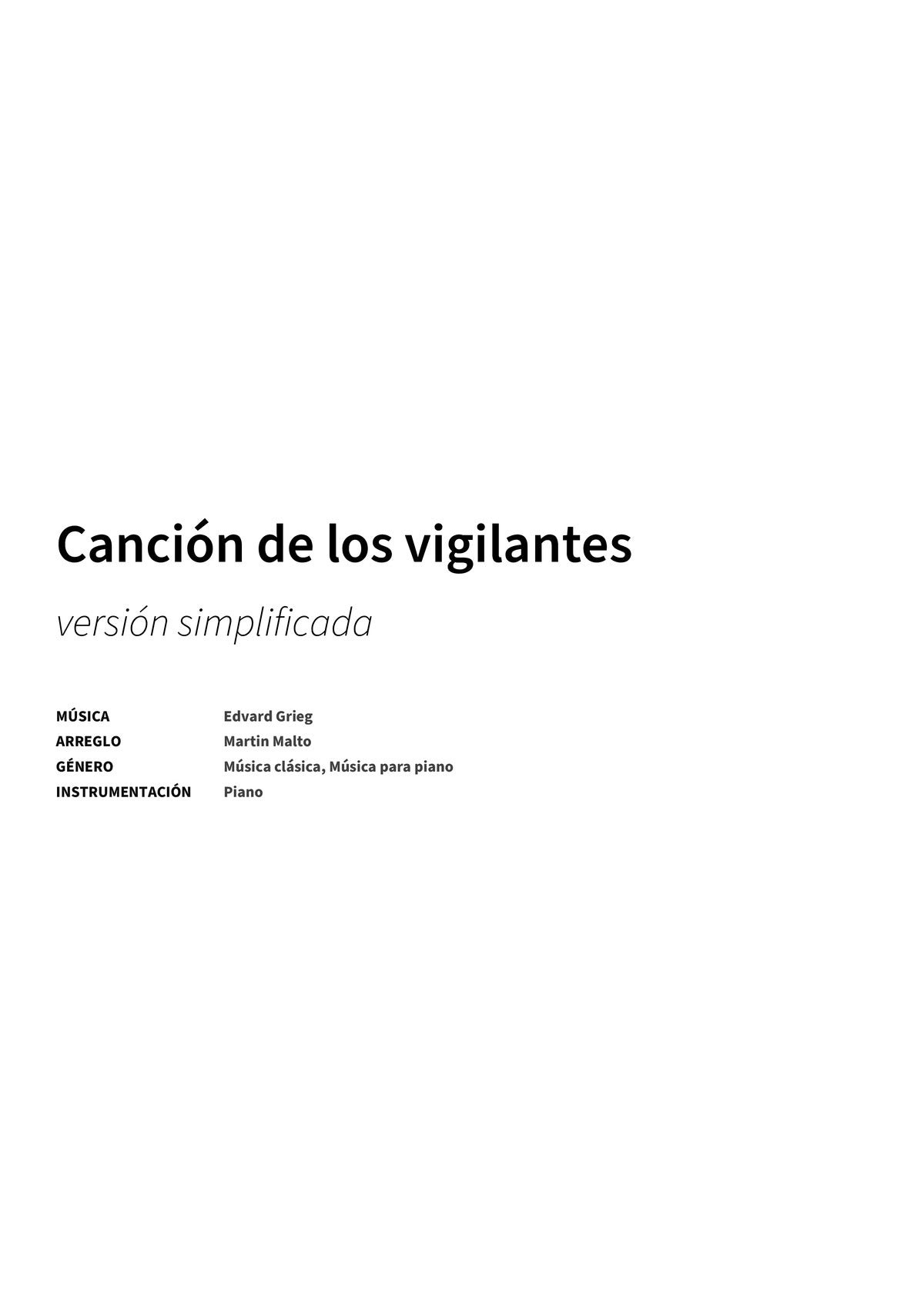 Canción de los vigilantes - Title Page