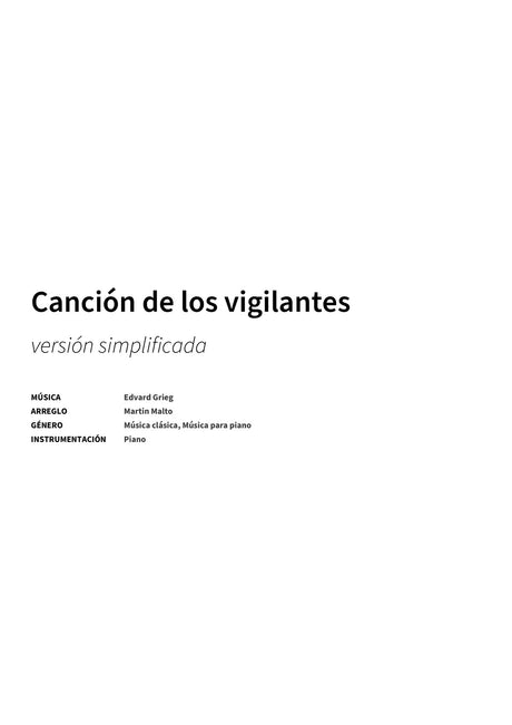 Canción de los vigilantes - Title Page