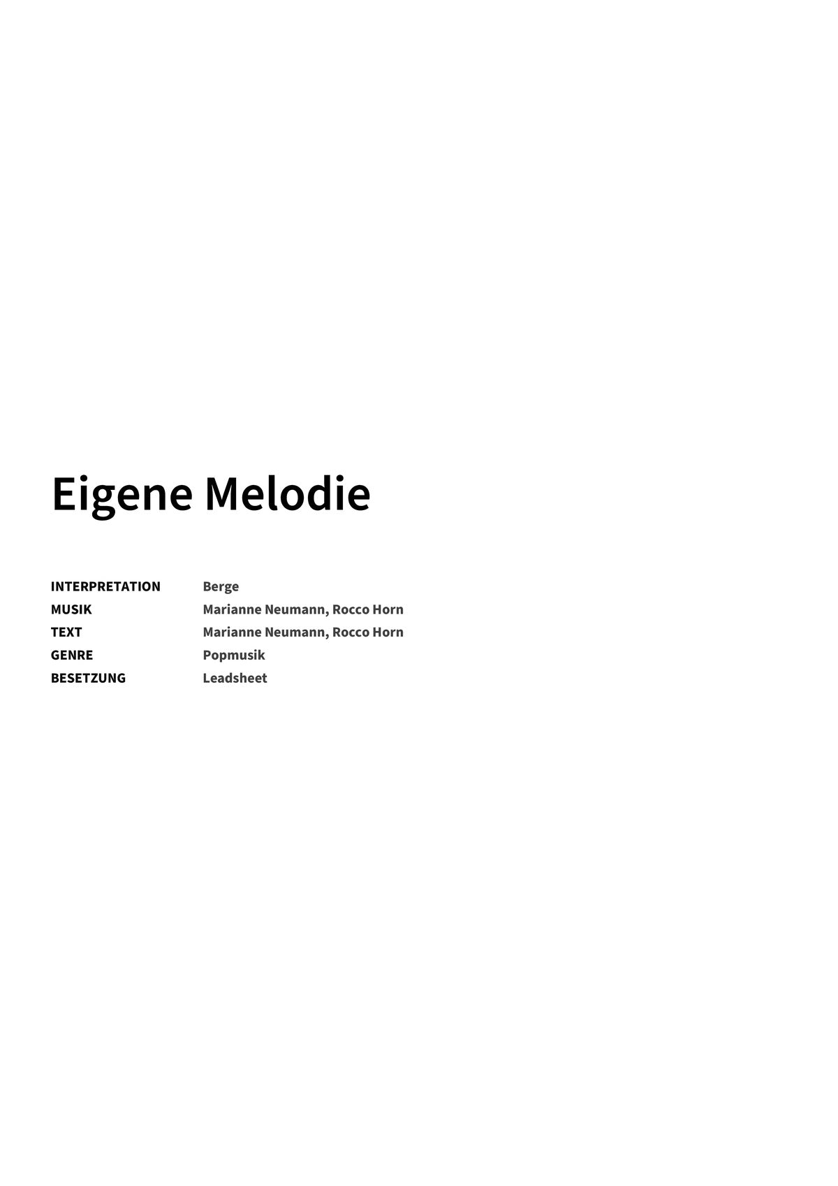 Eigene Melodie - Title Page