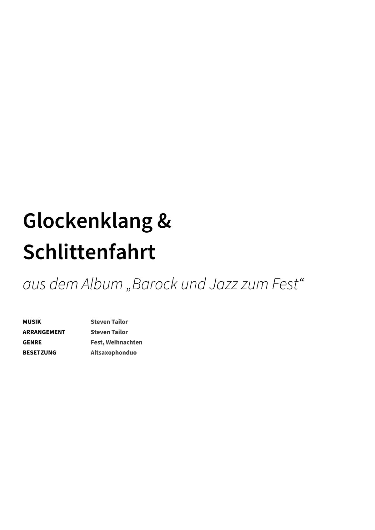 Glockenklang & Schlittenfahrt - Title Page