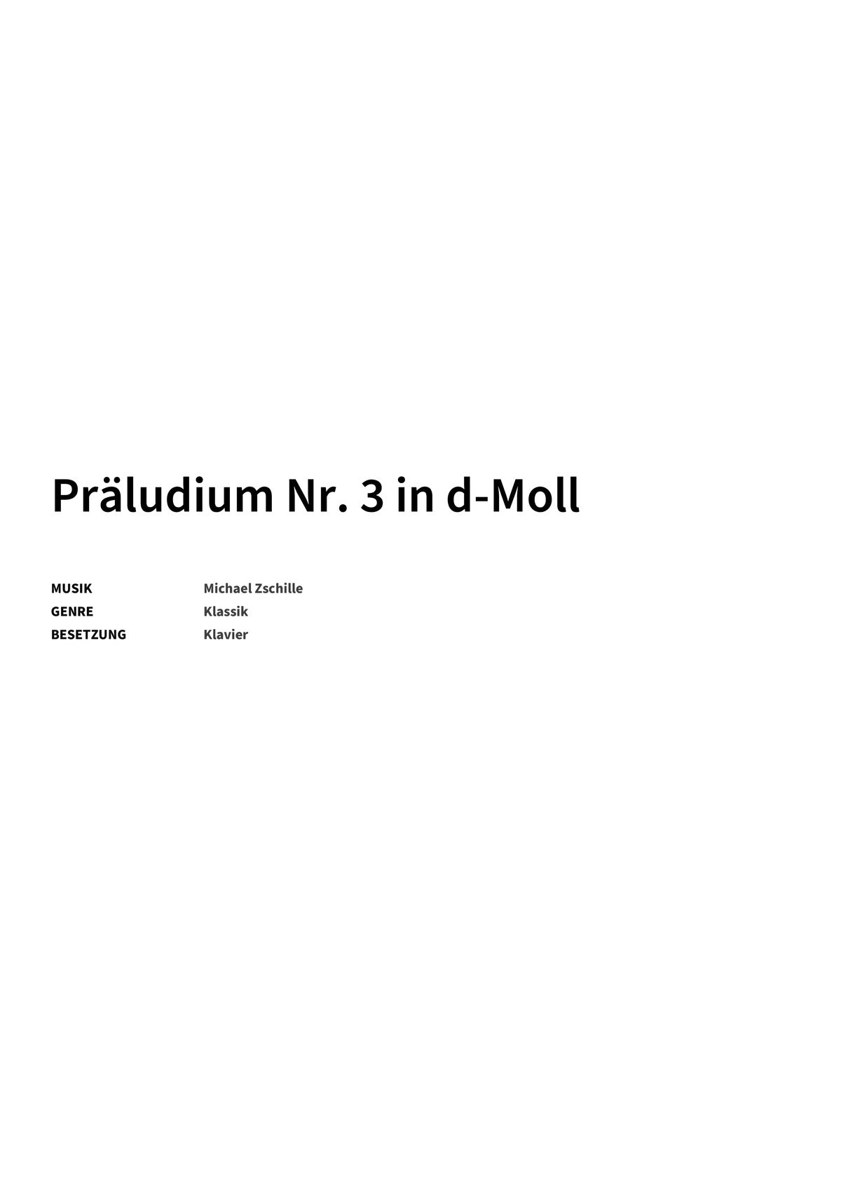 Präludium Nr. 3 in d-Moll - Title Page