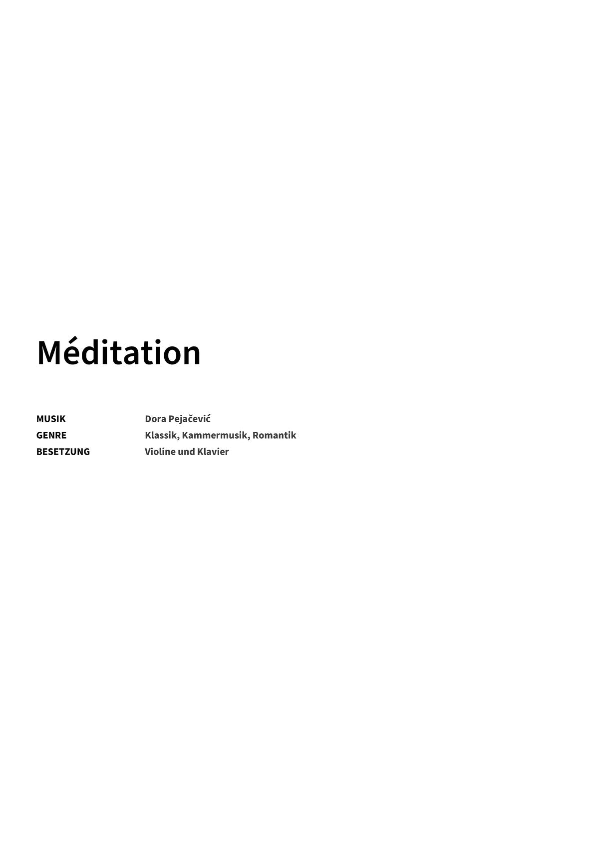 Méditation - Title Page