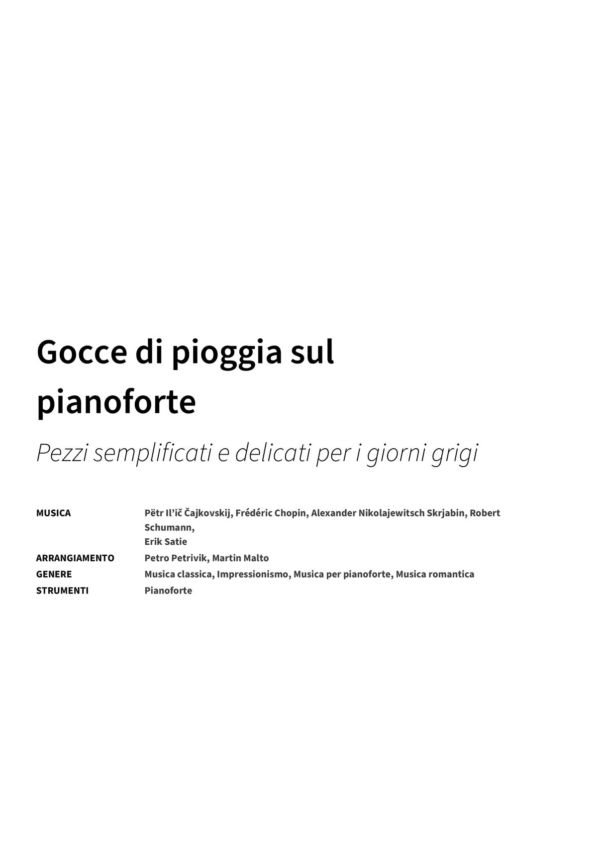 Gocce di pioggia sul pianoforte - Title Page