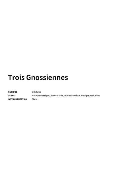 Trois Gnossiennes - Title Page