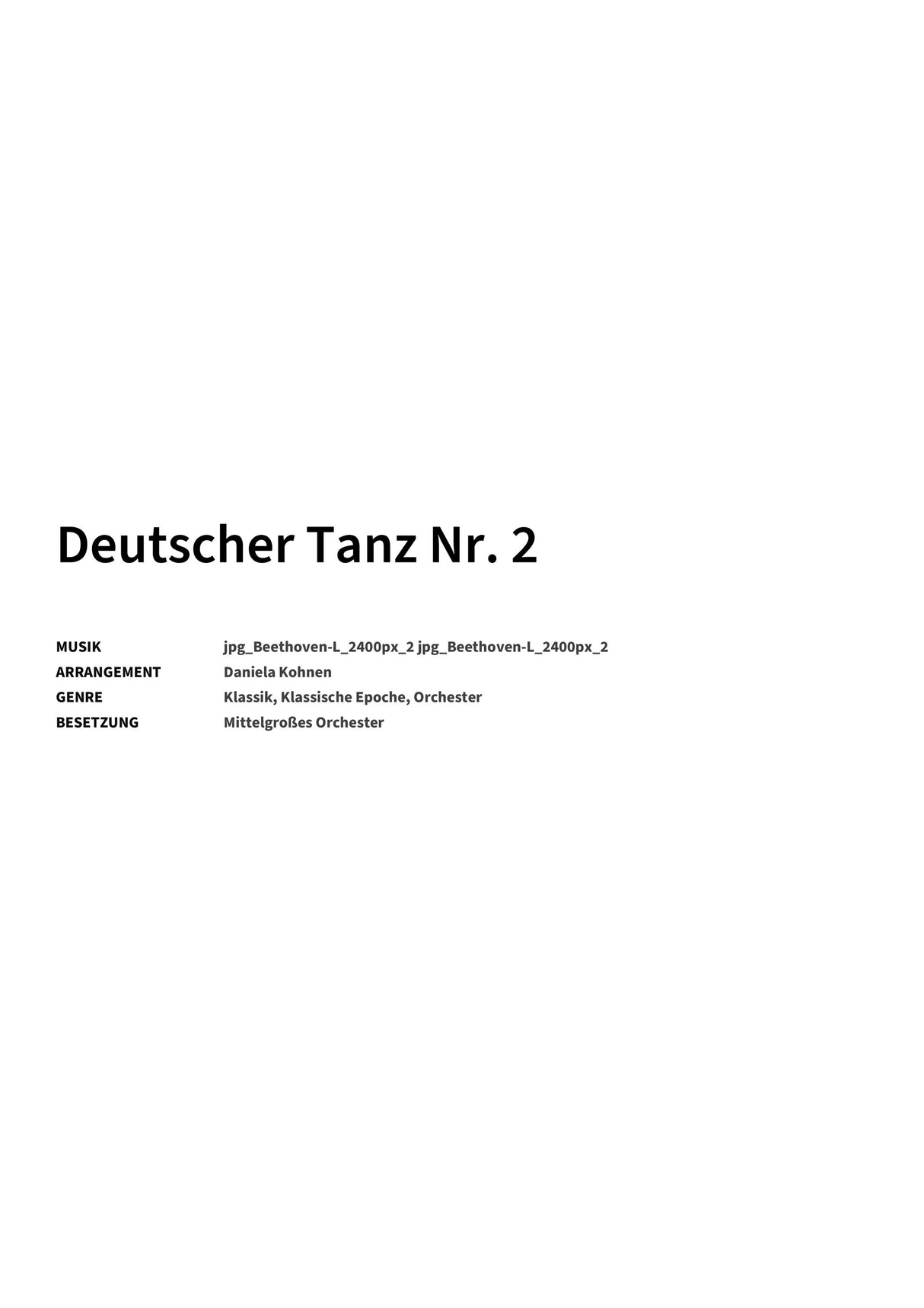 Deutscher Tanz Nr. 2 - Title Page