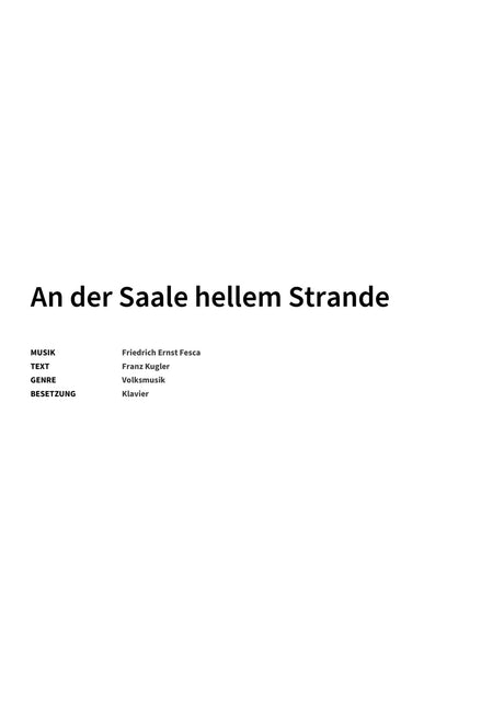 An der Saale hellem Strande - Title Page