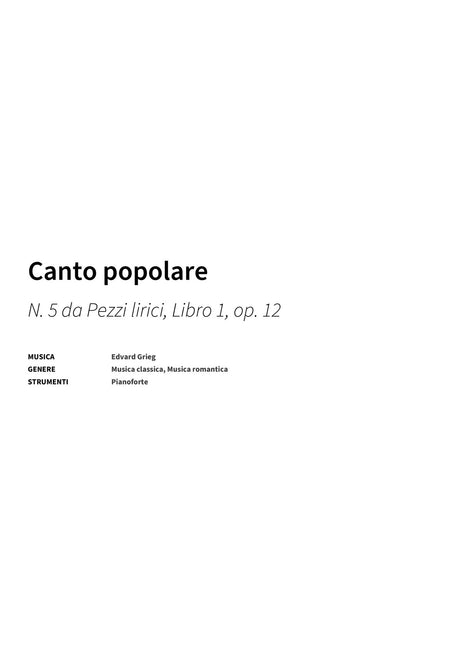 Canto popolare - Title Page