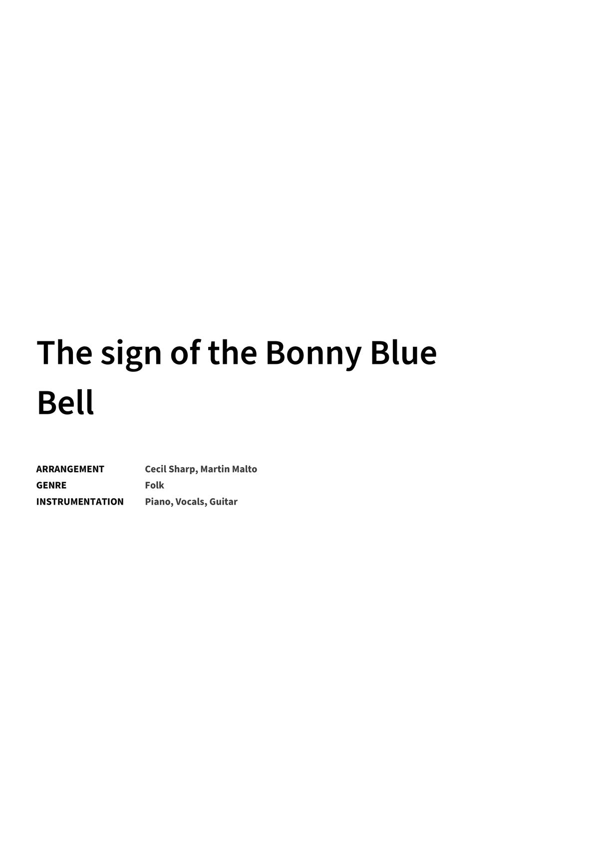 The sign of the Bonny Blue Bell - Title Page