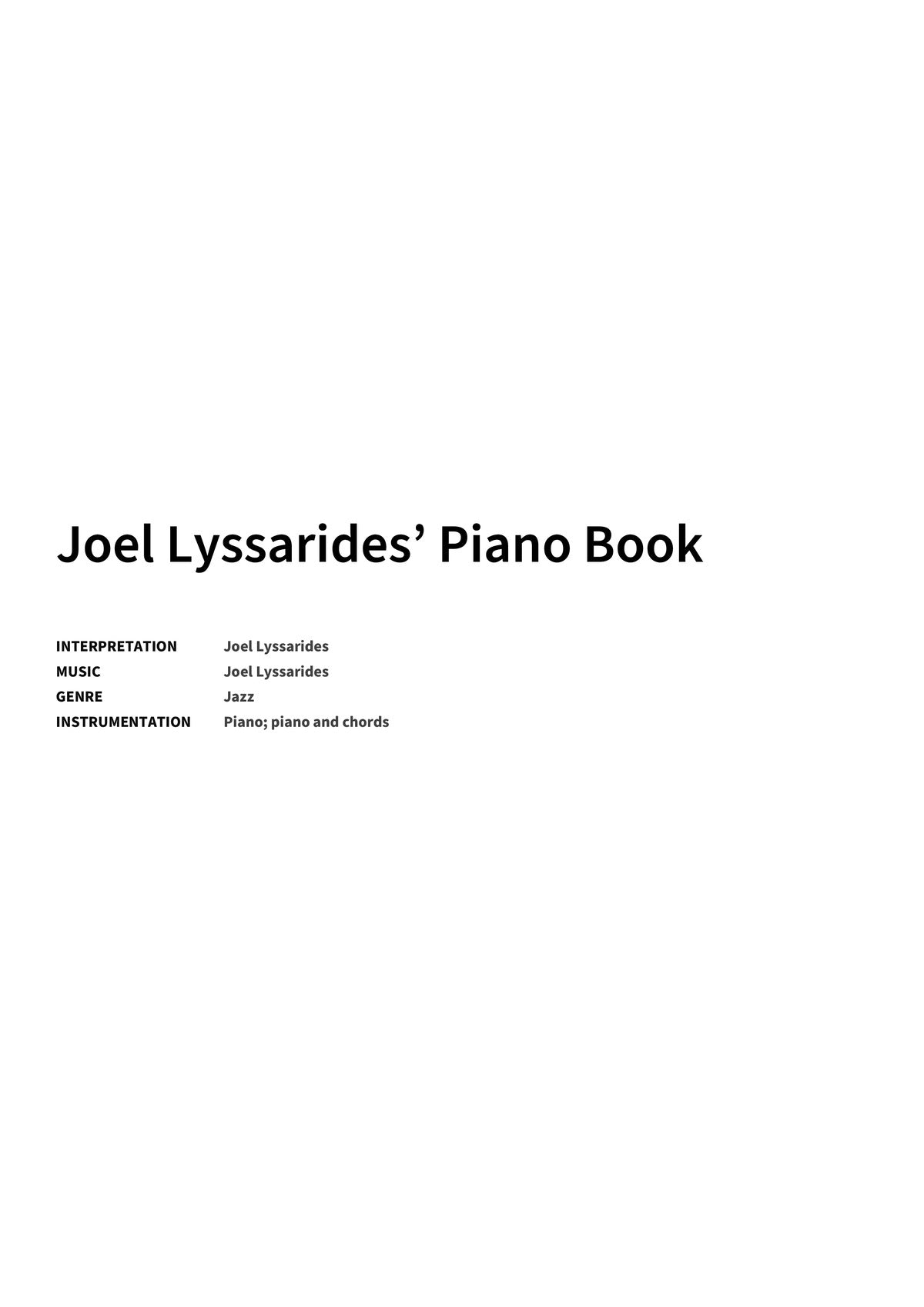 Joel Lyssarides’ Piano Book - Title Page