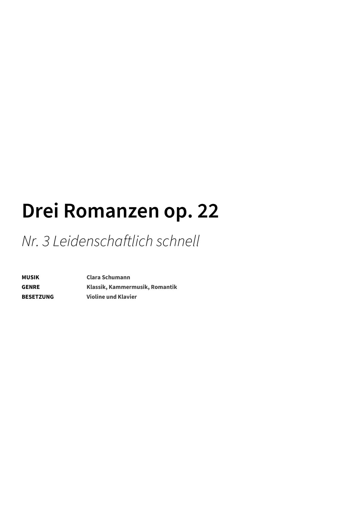 Drei Romanzen op. 22 - Title Page