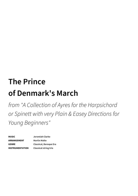 The Prince of Denmark's March - Title Page