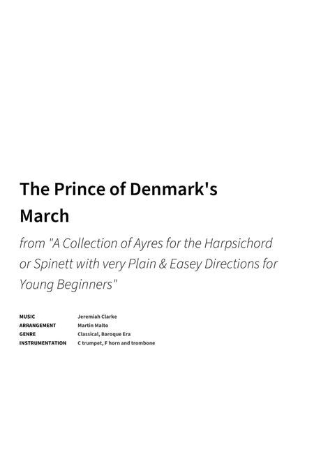 The Prince of Denmark's March - Title Page
