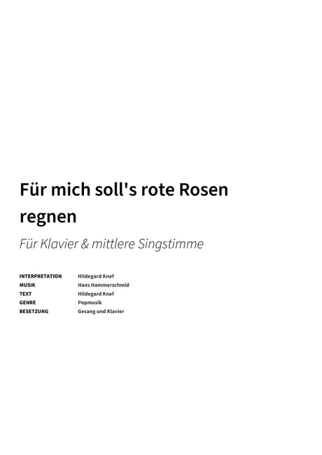 Für mich soll's rote Rosen regnen - Title Page