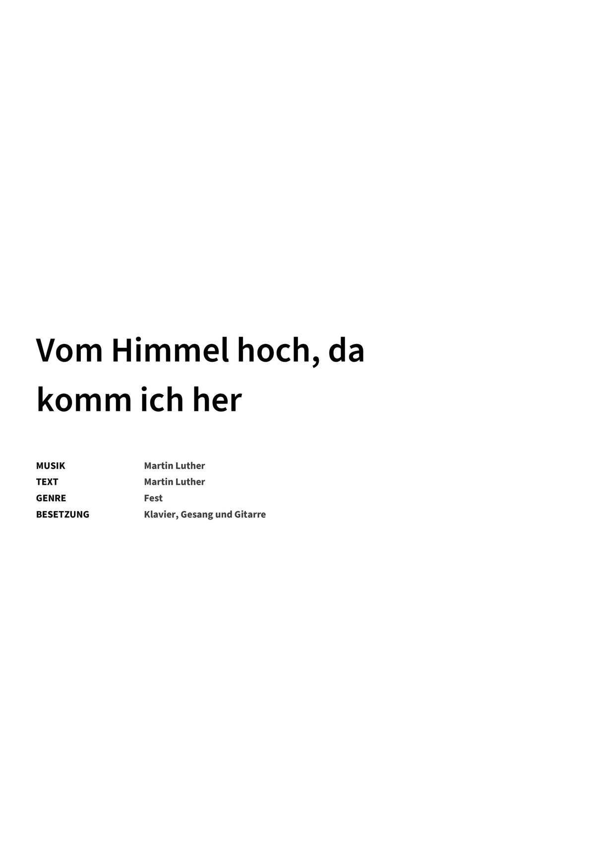 Vom Himmel hoch, da komm ich her - Title Page