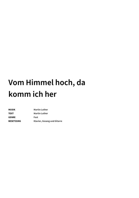 Vom Himmel hoch, da komm ich her - Title Page