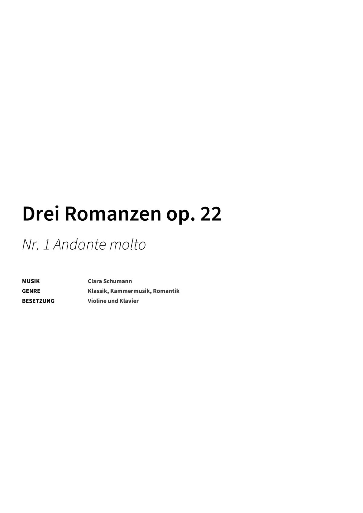 Drei Romanzen op. 22 - Title Page